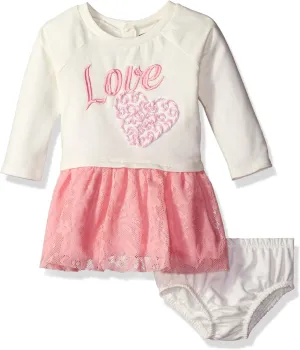 kensie baby-girls Baby French Terry and Tulle Dress