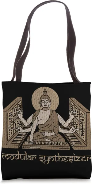 Keyboard DJ Equipment Buddha With Modular Synthesizer Rave Tote Bag