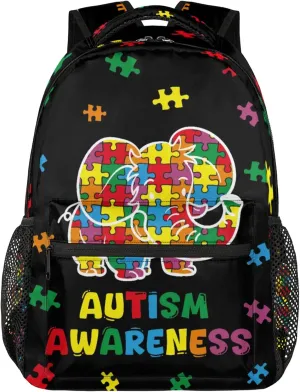 Kids Backpack for Boys - Elementary Middle School Bag Student Bookbag for Girls Teens - Casual Daypack Travel Laptop Backpacks(Autism Awareness)