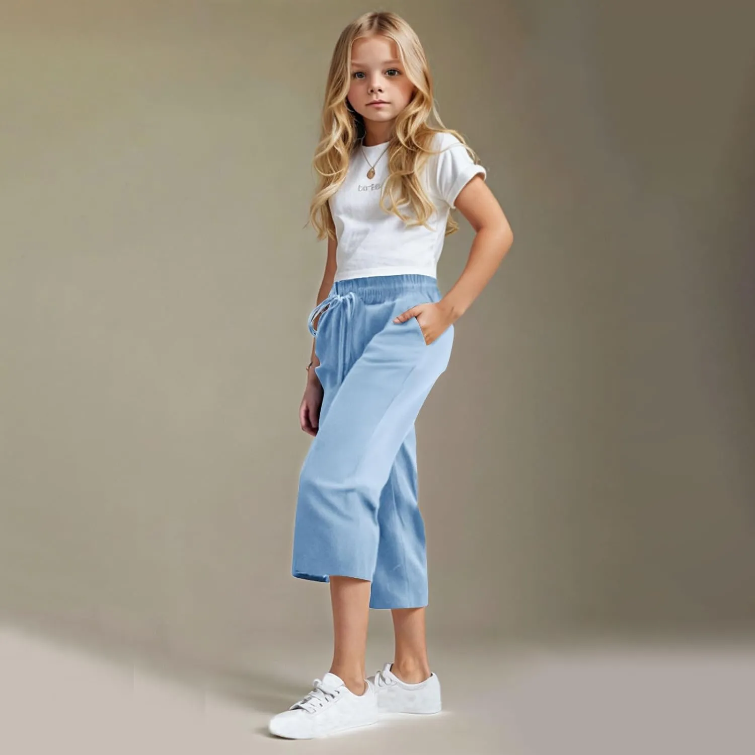 Kids Girl Boy Pants Shorts for Kid Linen Loose Fit High Cut Flare Wide Leg Summer Fall Pants 2025