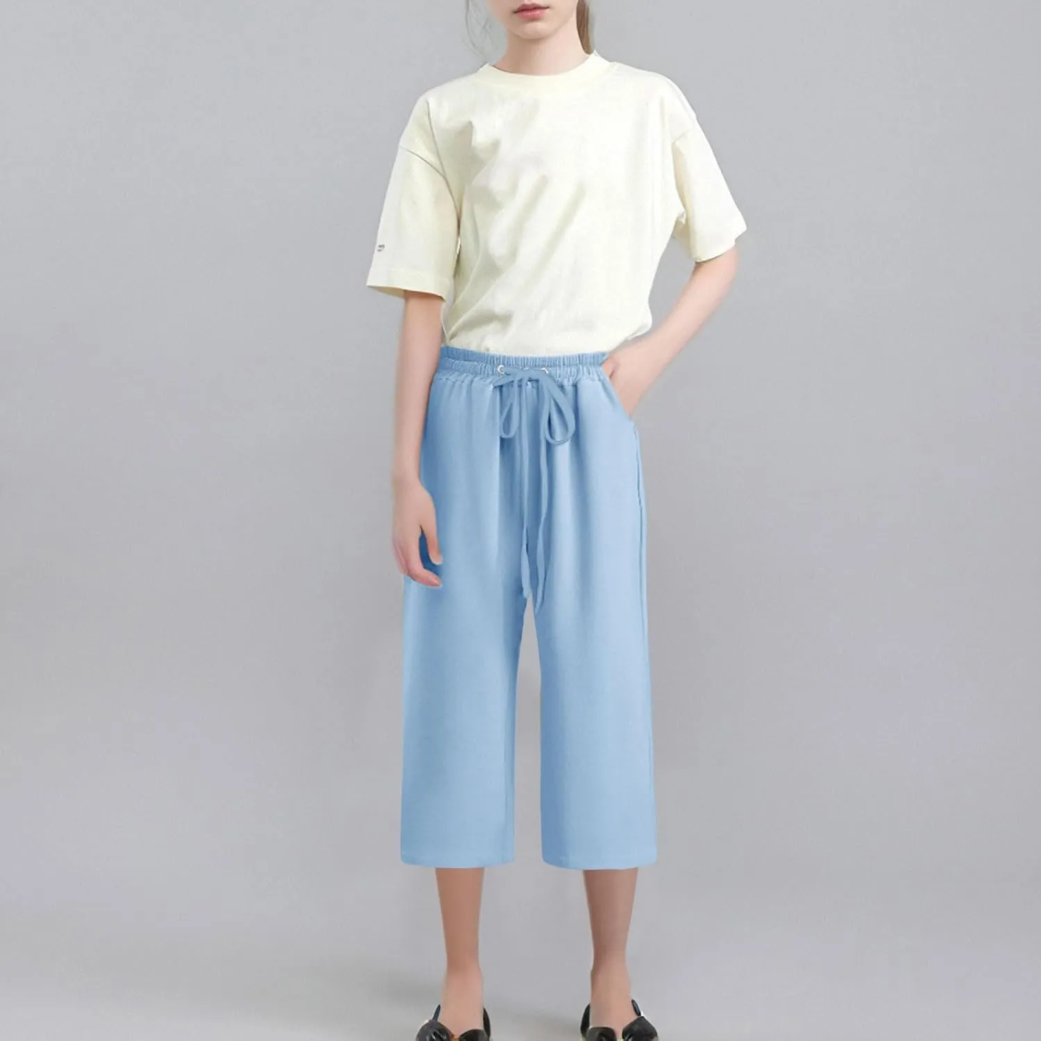 Kids Girl Boy Pants Shorts for Kid Linen Loose Fit High Cut Flare Wide Leg Summer Fall Pants 2025