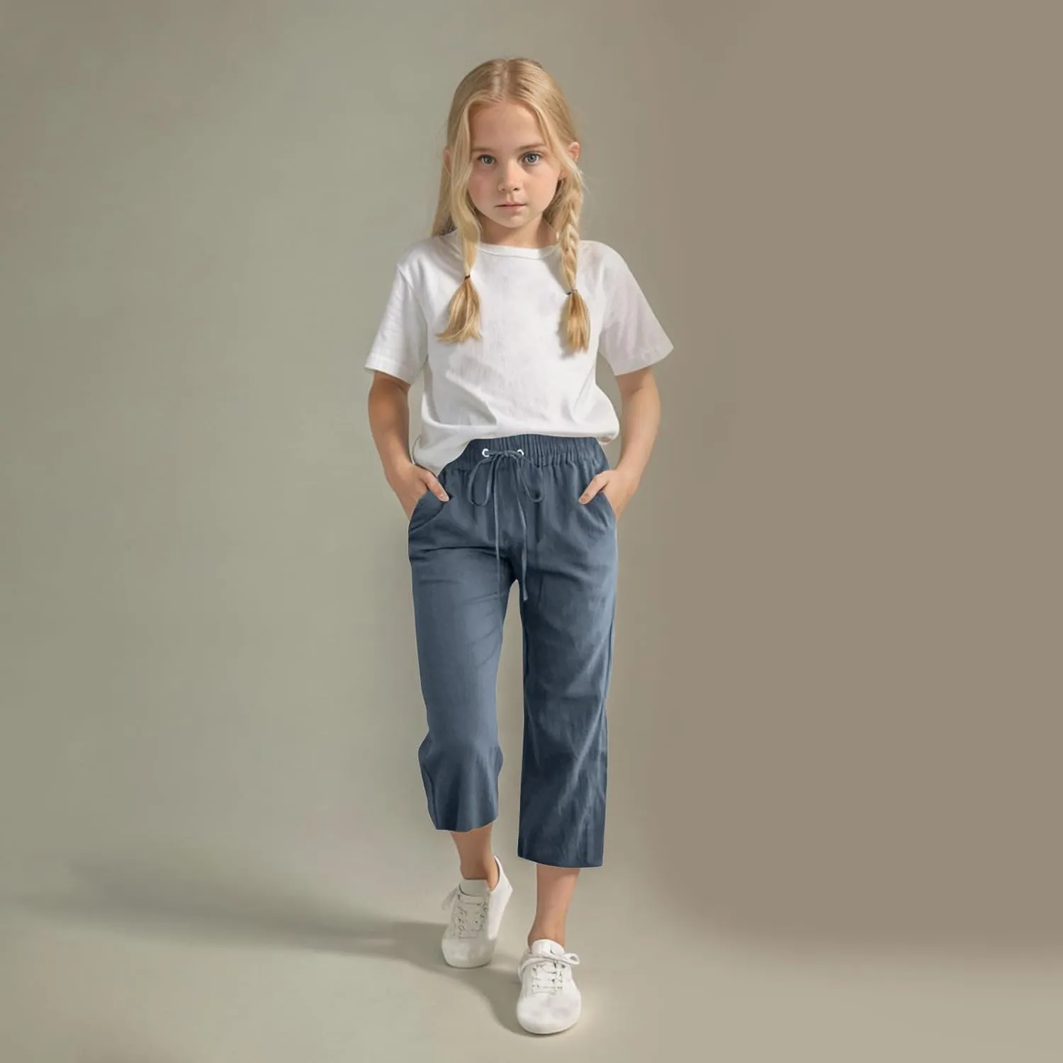 Kids Girl Boy Pants Shorts for Kid Linen Loose Fit High Cut Flare Wide Leg Summer Fall Pants 2025