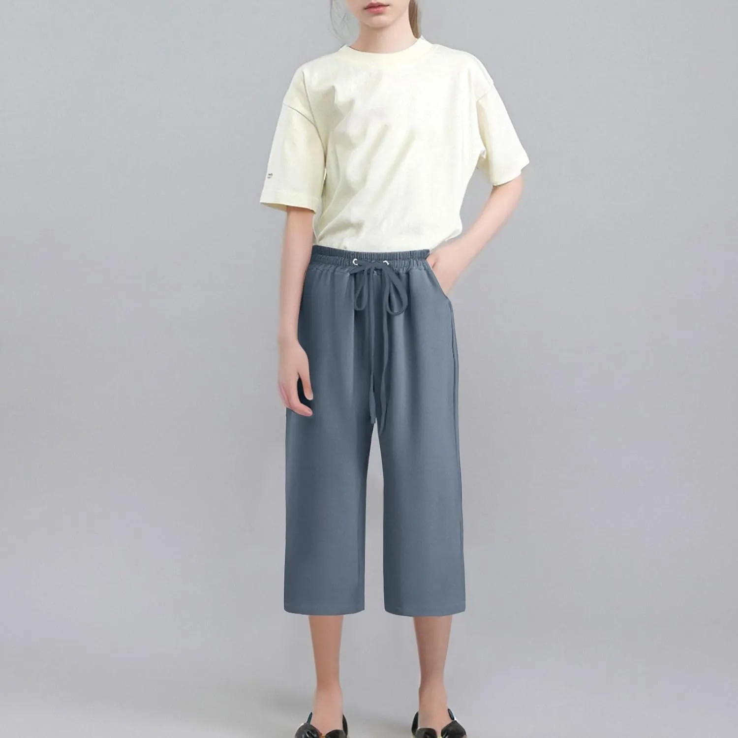 Kids Girl Boy Pants Shorts for Kid Linen Loose Fit High Cut Flare Wide Leg Summer Fall Pants 2025
