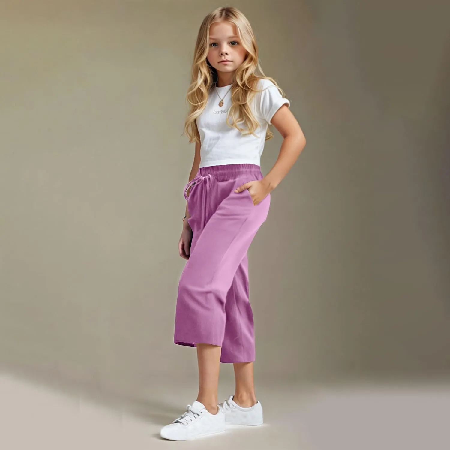 Kids Girl Boy Pants Shorts for Kid Linen Loose Fit High Cut Flare Wide Leg Summer Fall Pants 2025
