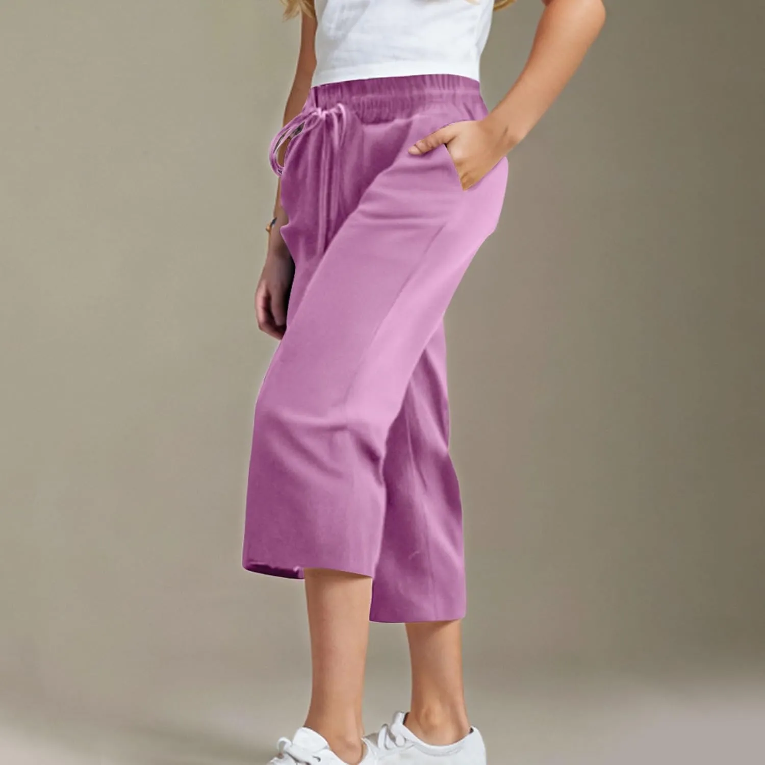 Kids Girl Boy Pants Shorts for Kid Linen Loose Fit High Cut Flare Wide Leg Summer Fall Pants 2025