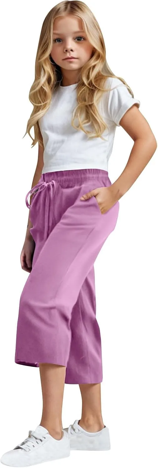 Kids Girl Boy Pants Shorts for Kid Linen Loose Fit High Cut Flare Wide Leg Summer Fall Pants 2025