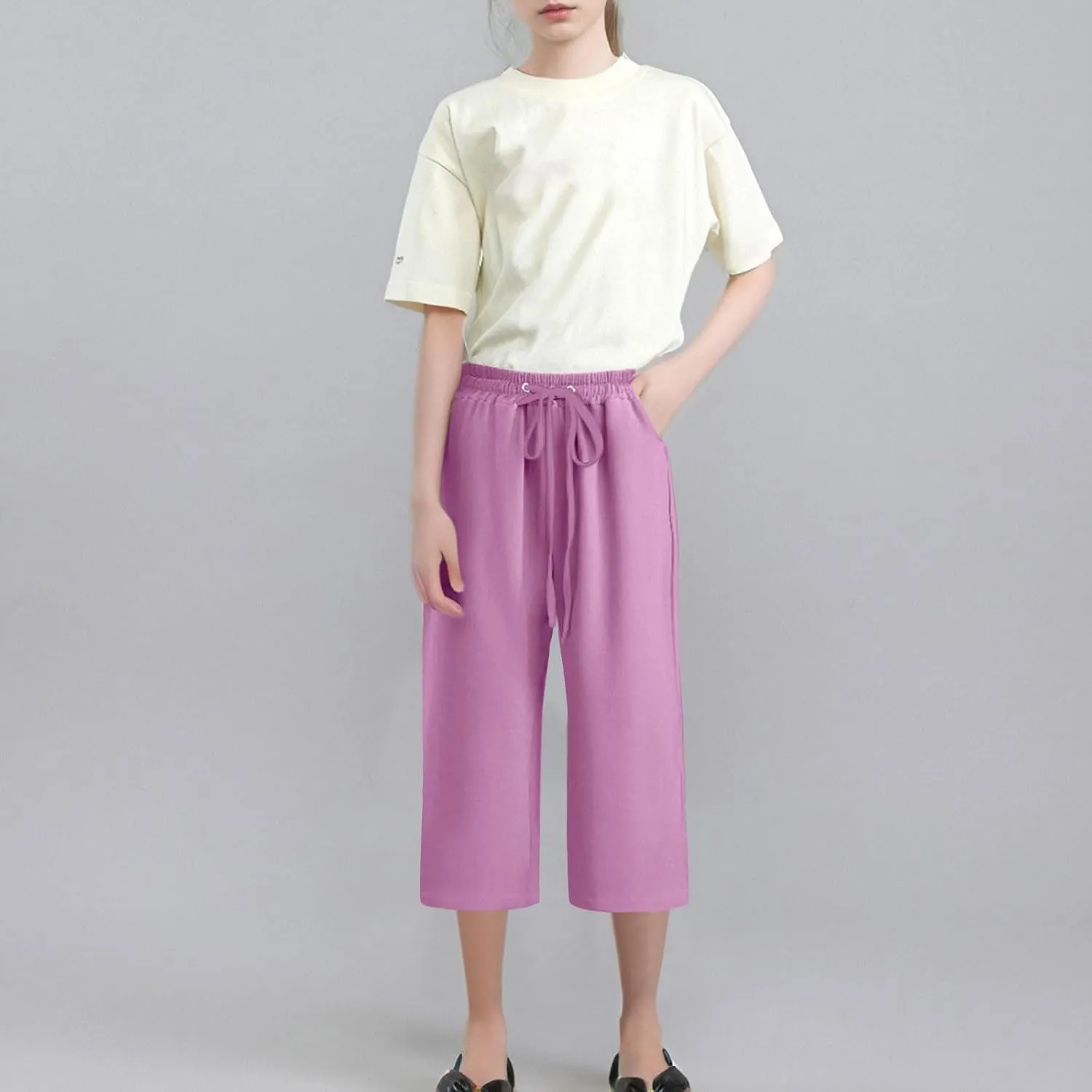 Kids Girl Boy Pants Shorts for Kid Linen Loose Fit High Cut Flare Wide Leg Summer Fall Pants 2025