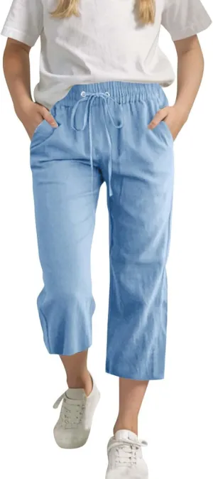 Kids Girl Boy Pants Shorts for Kid Linen Loose Fit High Cut Flare Wide Leg Summer Fall Pants 2025