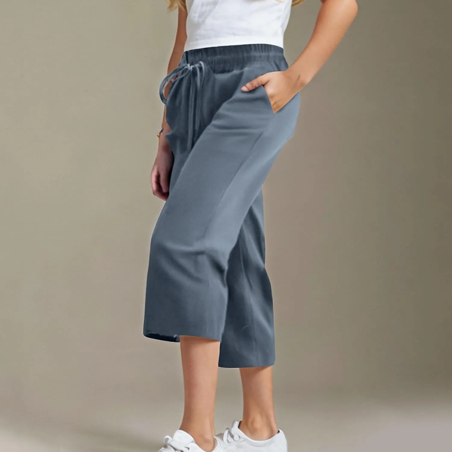 Kids Girl Boy Pants Shorts for Kid Linen Loose Fit High Cut Flare Wide Leg Summer Fall Pants 2025