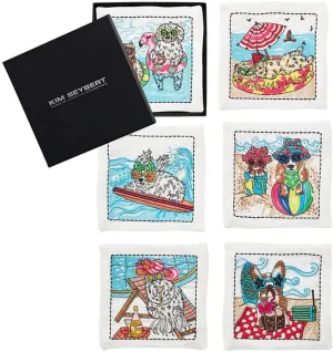 Kim Seybert Bow Meow Cocktail Napkins in Multi, Set of 6