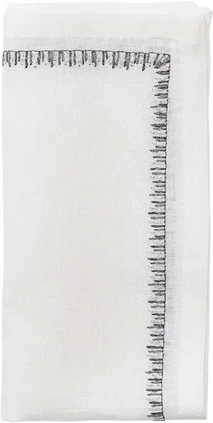 Kim Seybert Filament Napkin in White, Silver & Gunmetal, Set of 4