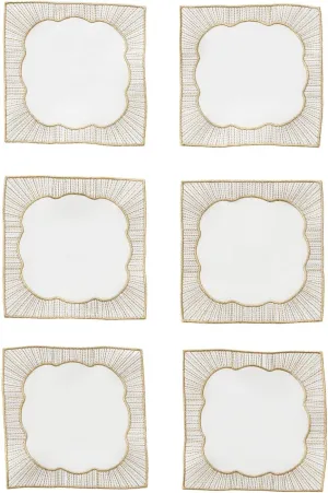 Kim Seybert Frame Cocktail Napkins in White, Gold & Silver, Set of 6