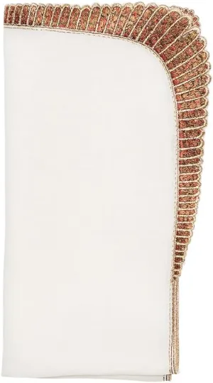 Kim Seybert Nile Napkin in White & Bronze, Set of 4