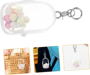 Kisangel Mini Doll Storage Bag Portable Transparent Display Case for Dolls Mini Figures Lightweight Hanging Organizer for Outdoor Use Collectibles Keychain Included