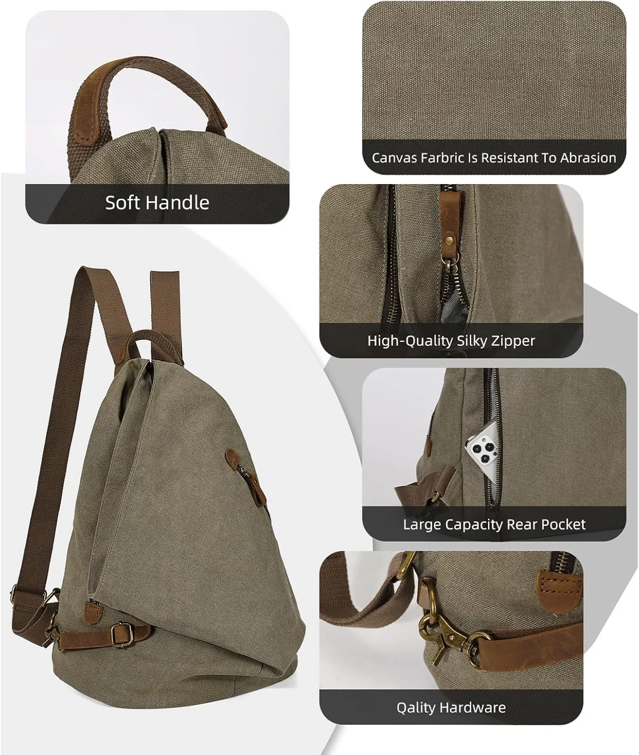 KL928 Canvas Vintage Backpack – Large Casual Daypack Outdoor Travel Rucksack Hiking Backpacks for Men Women