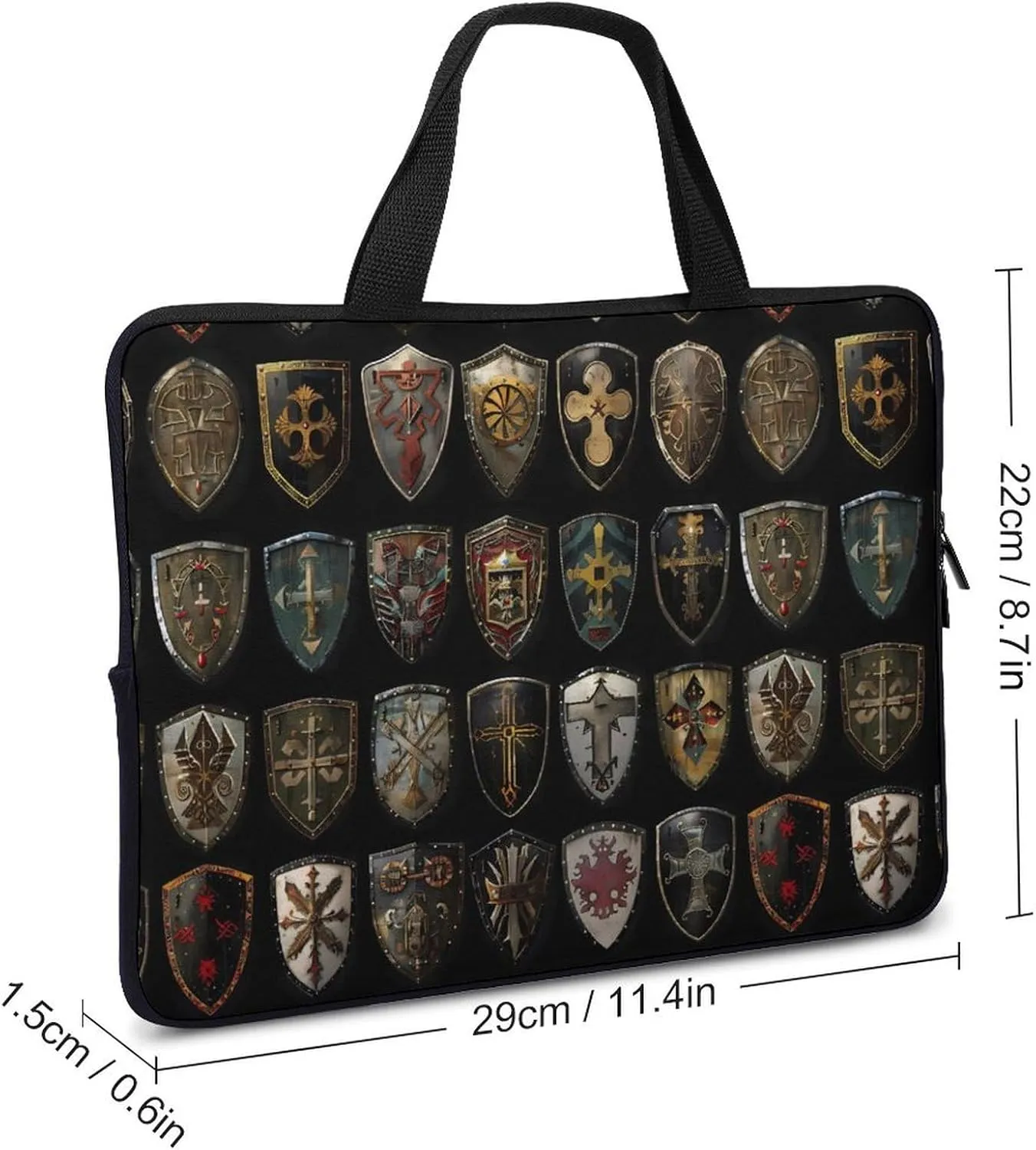 Knight Shield Novelty Laptop Bag Printed Protective Cover Case Handbag for Laptop/Notebook/Ultrabook 10/12/13/15/17 Inch