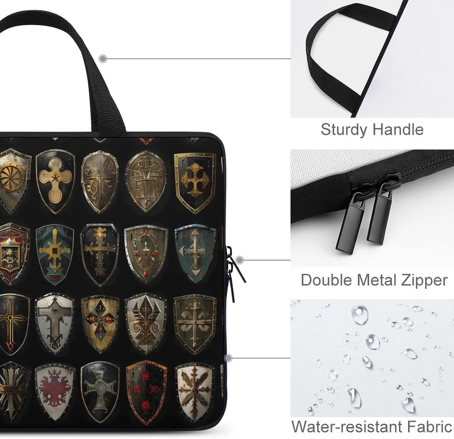 Knight Shield Novelty Laptop Bag Printed Protective Cover Case Handbag for Laptop/Notebook/Ultrabook 10/12/13/15/17 Inch