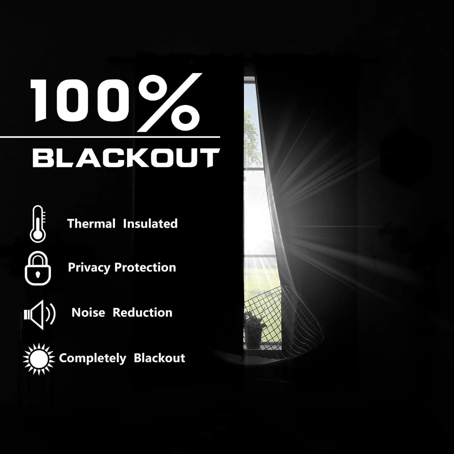 KOUFALL Black Linen Blackout Curtains 96 Inches Long for Living Room Bedroom,Back Tab Pleated Window Curtain Panels Set of 2