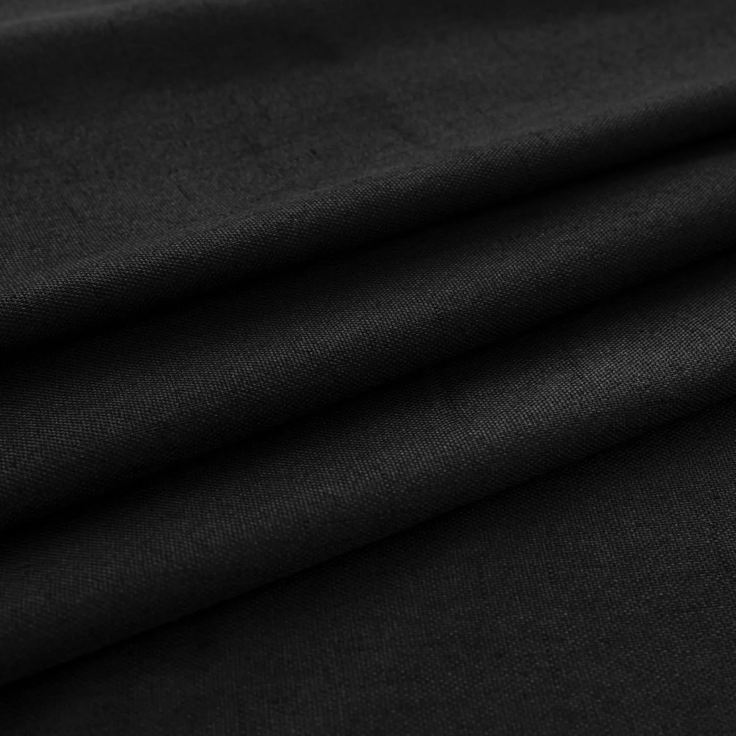KOUFALL Black Linen Blackout Curtains 96 Inches Long for Living Room Bedroom,Back Tab Pleated Window Curtain Panels Set of 2