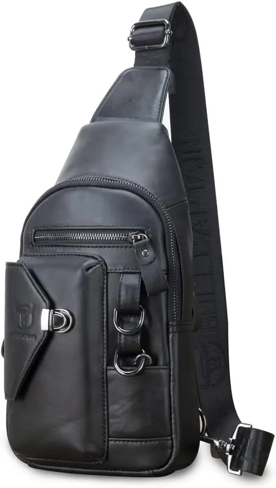 KPYWZER Vintage Leather Sling Bag Backpack for Men Crossbody Shoulder Chest Day Pack Backpacks