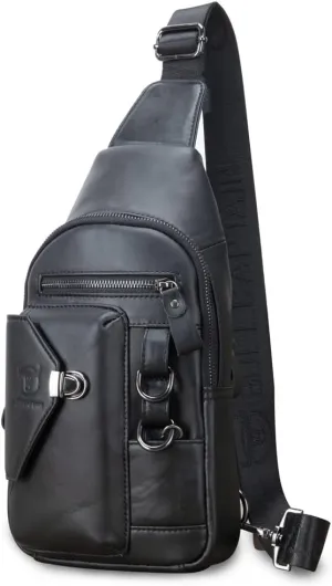 KPYWZER Vintage Leather Sling Bag Backpack for Men Crossbody Shoulder Chest Day Pack Backpacks