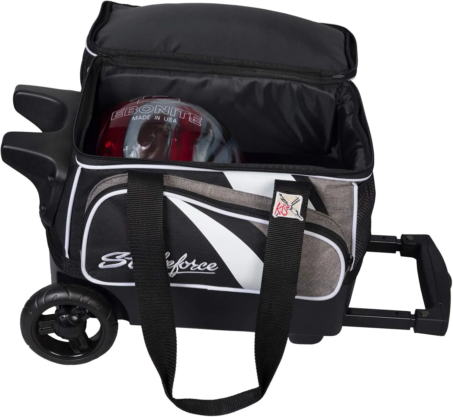 KR Strikeforce Cruiser Single Roller Bowling Bag with Shoe Compartment and Side Accessory Compartment