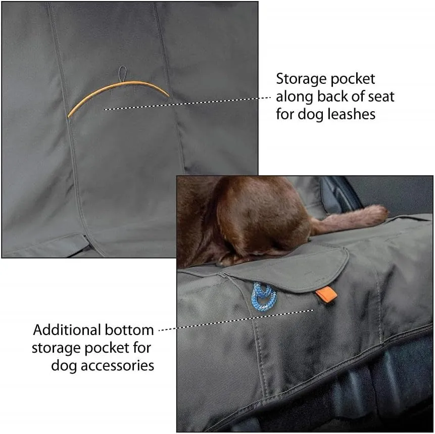 Kurgo Wander Bench Seat Cover, Dog Car Seat Protector, Waterproof & Stain-Resistant, Secure Fit, Charcoal Grey