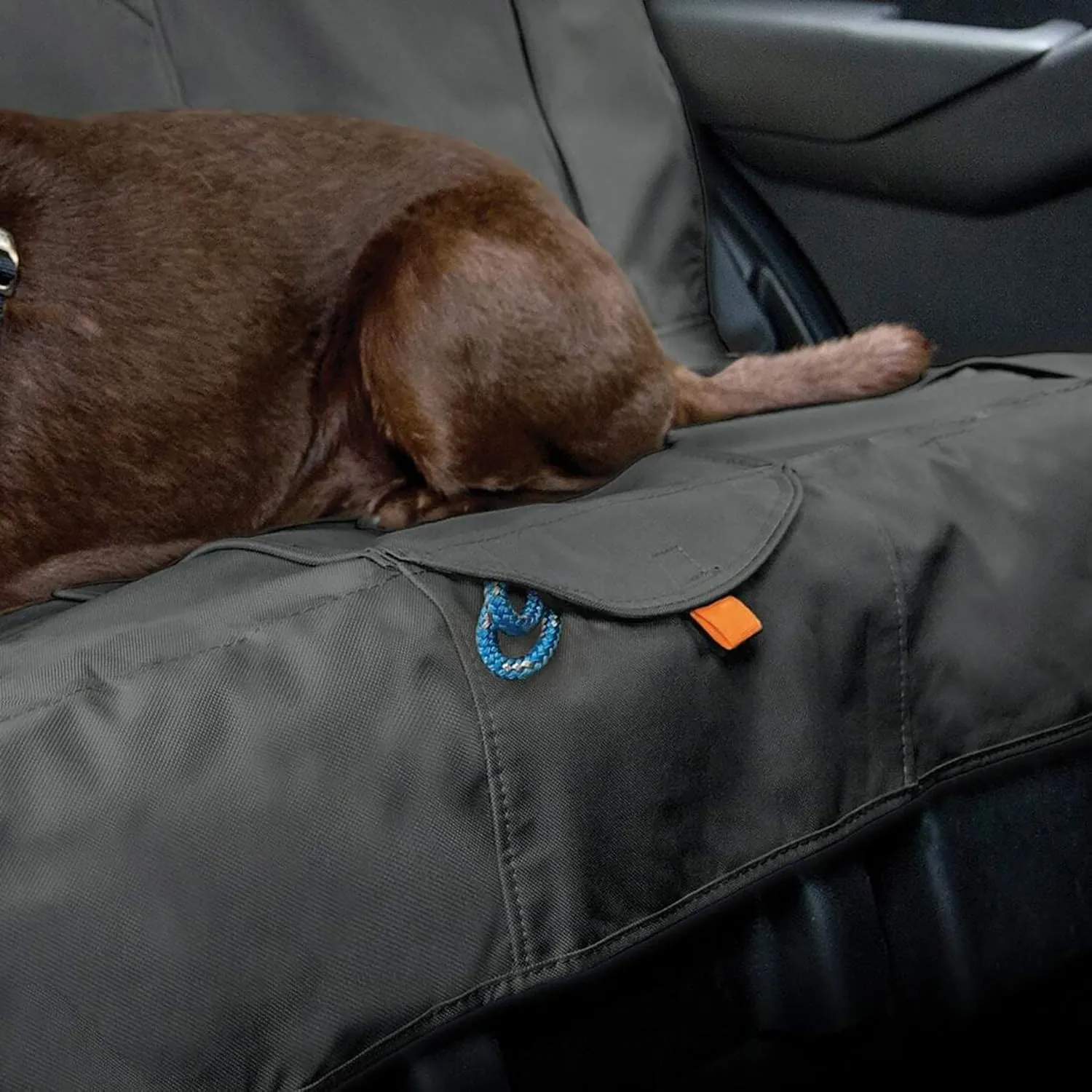 Kurgo Wander Bench Seat Cover, Dog Car Seat Protector, Waterproof & Stain-Resistant, Secure Fit, Charcoal Grey
