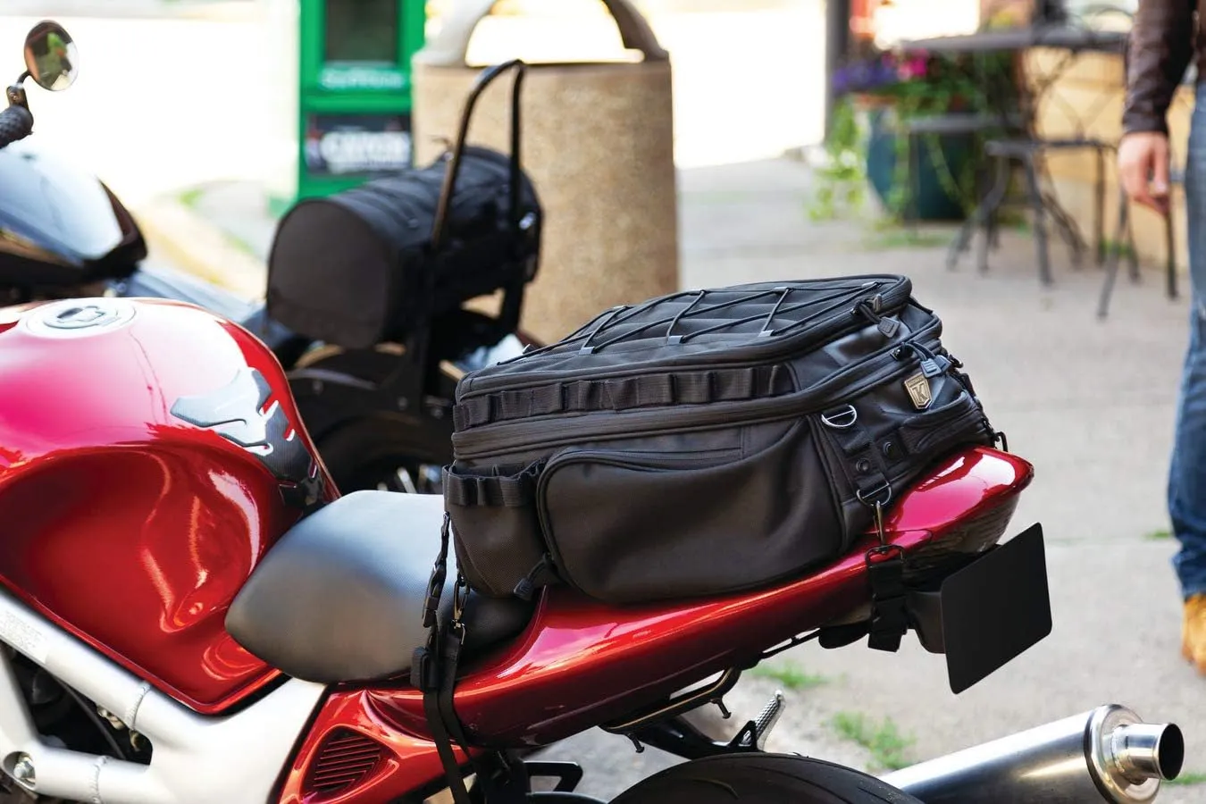 Kuryakyn 5214 Momentum Roamer Tail Bag Motorcycle Travel Luggage: Weather Resistant Rear Fender/Passenger Seat/Trunk/Rack Bag with Straps, Black