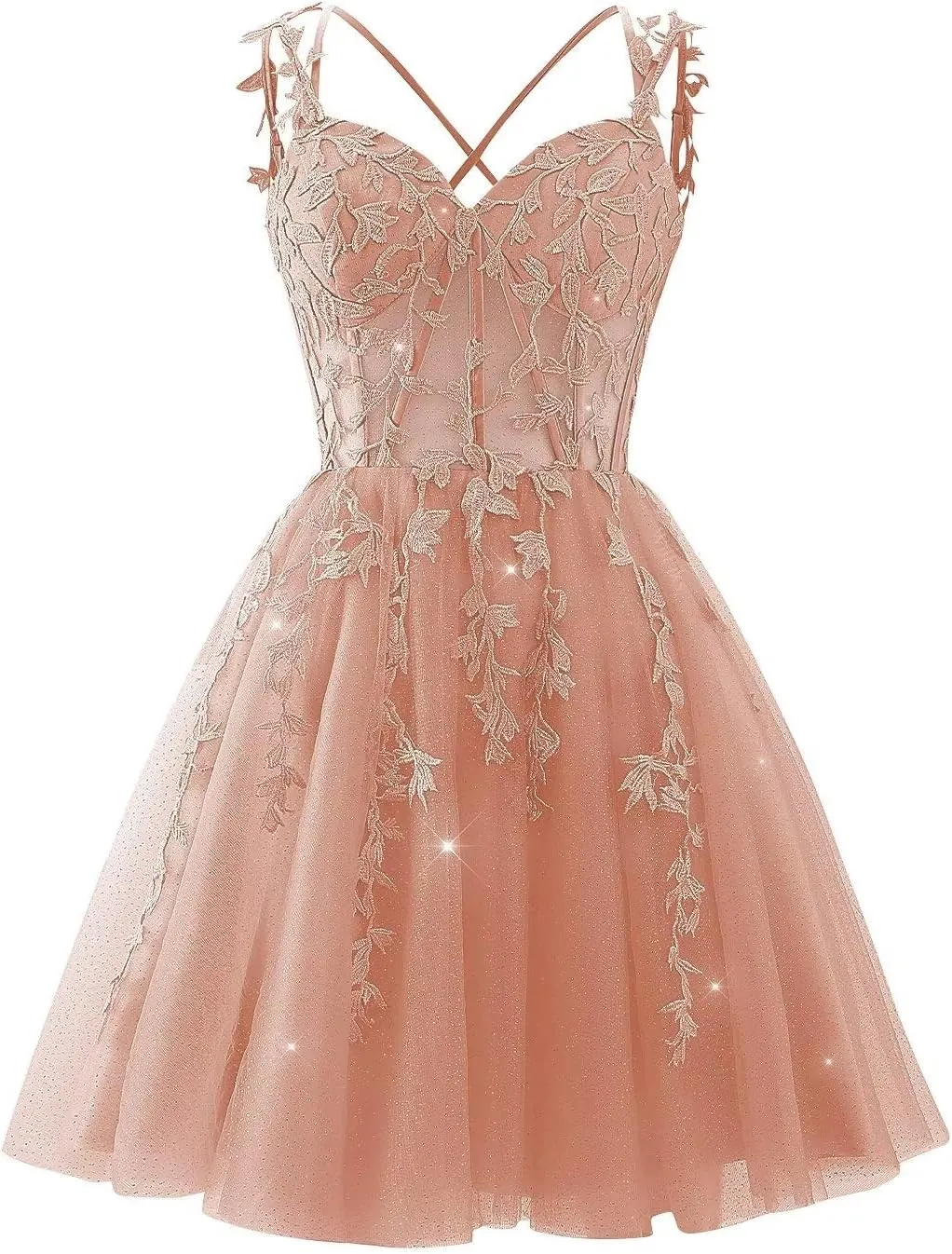 Lace Applique Corset Homecoming Dresses for Teens Short Sweetheart Sparkly Tulle Prom Dress A-Line Cocktail Party Gown