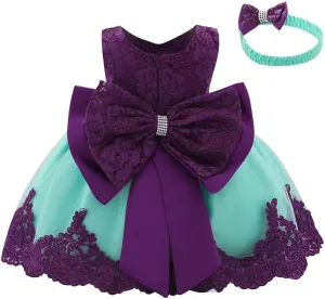 Lace Flower Girls Tutu Dress for Kids Baby Christening Baptism Communion Birthday Party Formal Wedding Dresses Headwear
