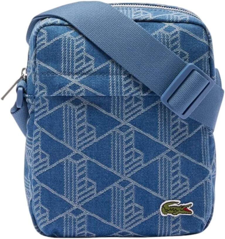 Lacoste Unisex Denim Monogram Crossover Bag, Mono Jacquard Denim, One Size