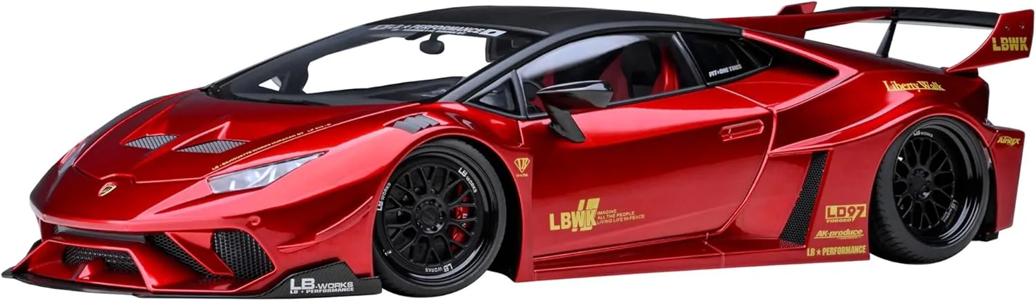 Lambo Huracan GT LB-Silhouette Works Hyper Red Metallic with Black Top 1/18 Model Car by Autoart 79126