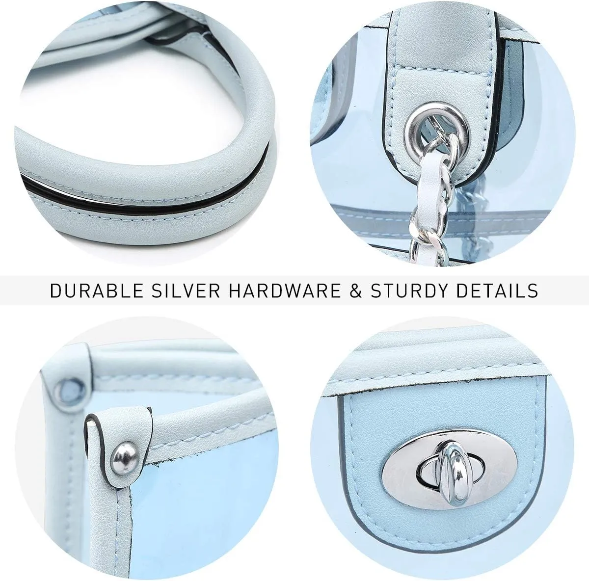 Large Clear Tote Bag Stadium Approved Women Clear Purse for Stadium Events Crossbody 2 in 1 Shoulder Work Bag