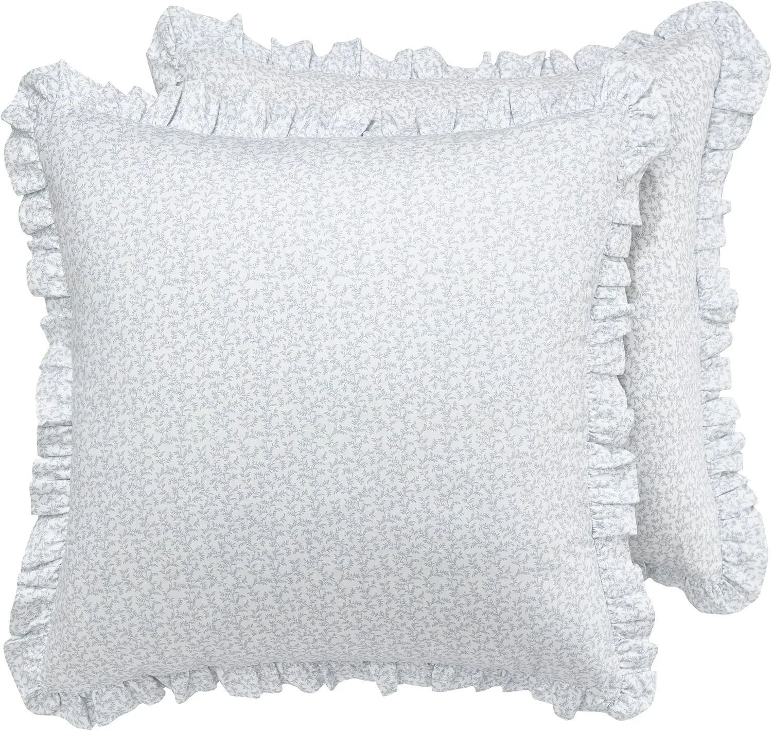 Laura Ashley Home - Euro Sham Set, Smooth Cotton Shams with Envelope Closure, Lightweight & Stylish Home Decor (Chloe Blue, 2 Piece)
