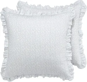 Laura Ashley Home - Euro Sham Set, Smooth Cotton Shams with Envelope Closure, Lightweight & Stylish Home Decor (Chloe Blue, 2 Piece)