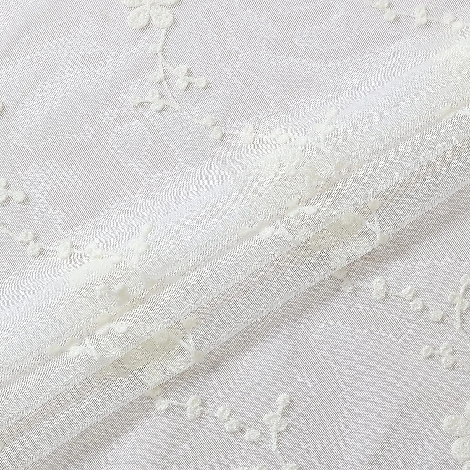Laura Ashley Melody Vine Sheer Curtains with Rod Pocket, Each Panel Measures 54" W x 96" L, Ivory, 2 Panels