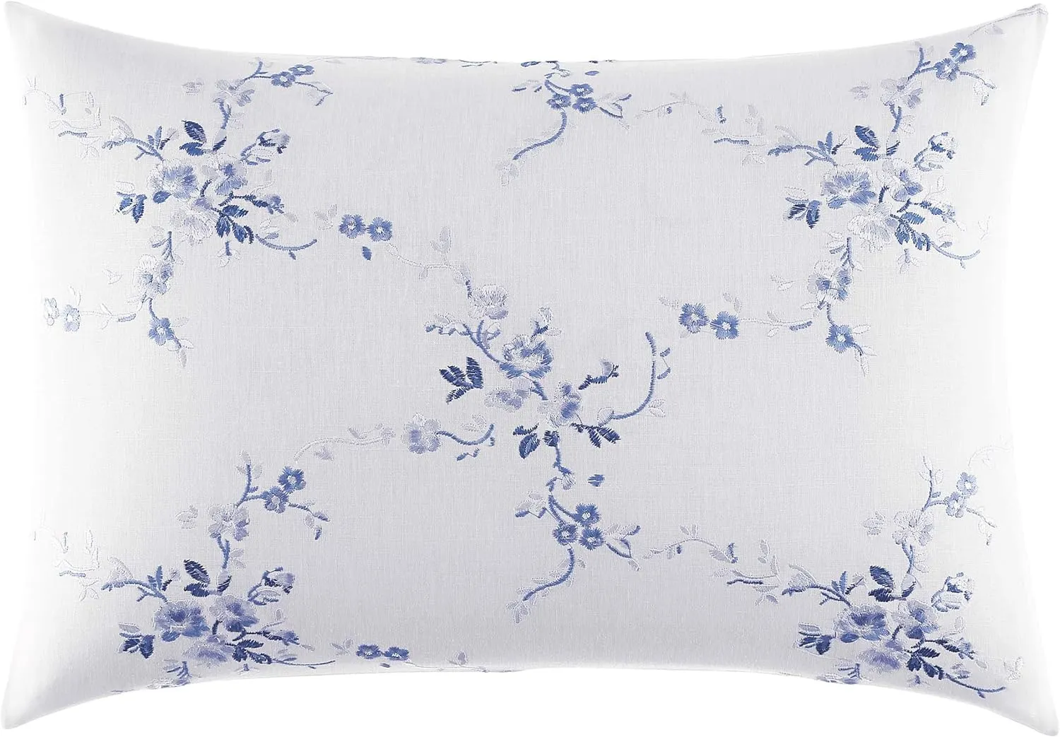 Laura Ashley Throw Pillow Home Decor with Envelope Closure, 14" x 20", Charlotte Blue/White