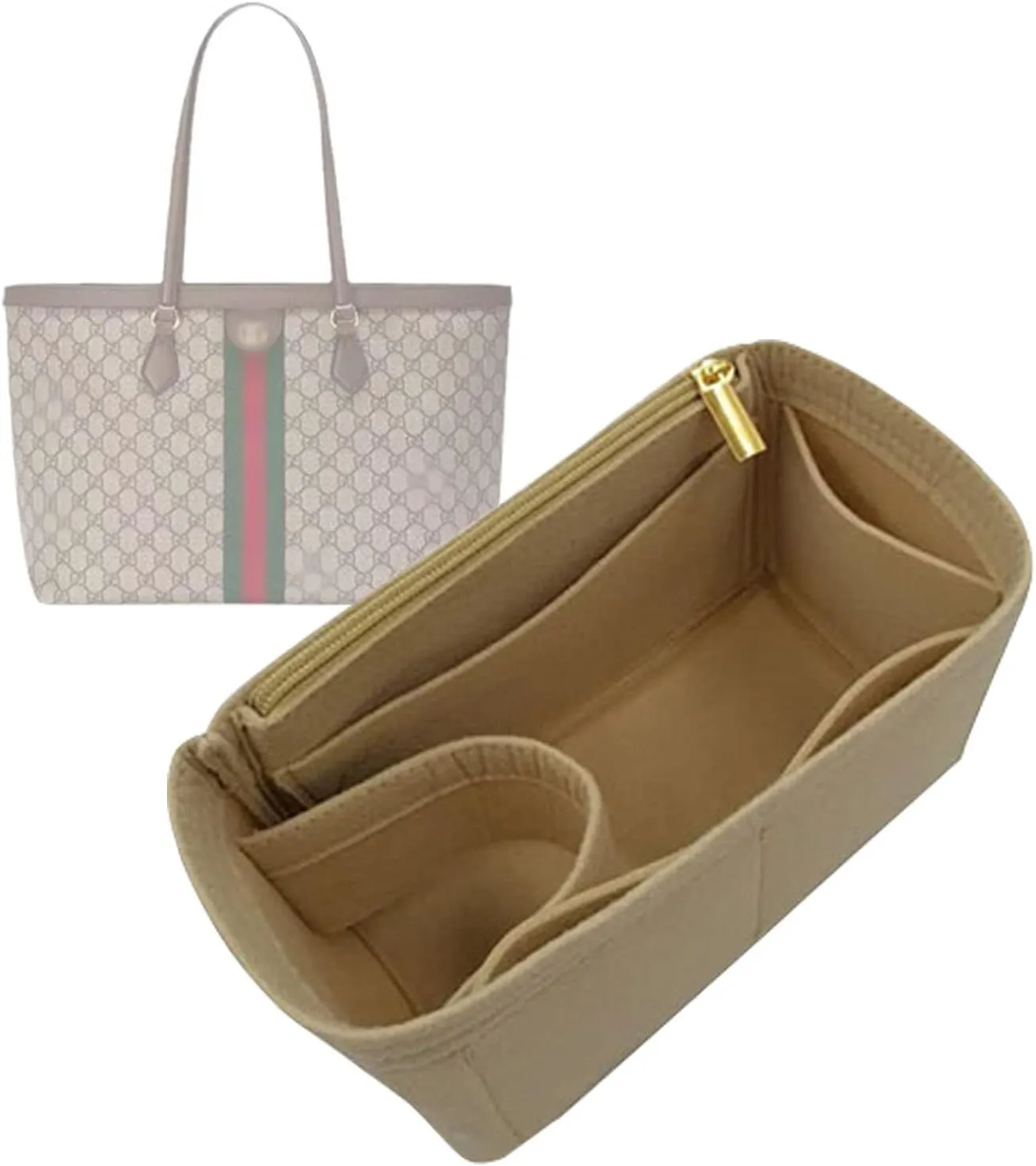 Lckaey Purorganizer is used for ophidia medium tote bag lining storage bag insert3010khaki-A
