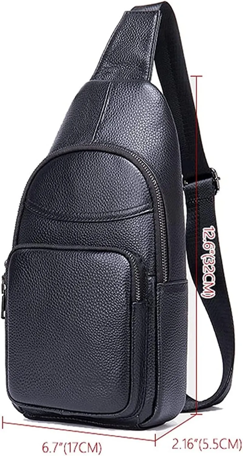 Leather Crossbody Anti Theft Travel Chest Backpack for Hiking Camping Cycling