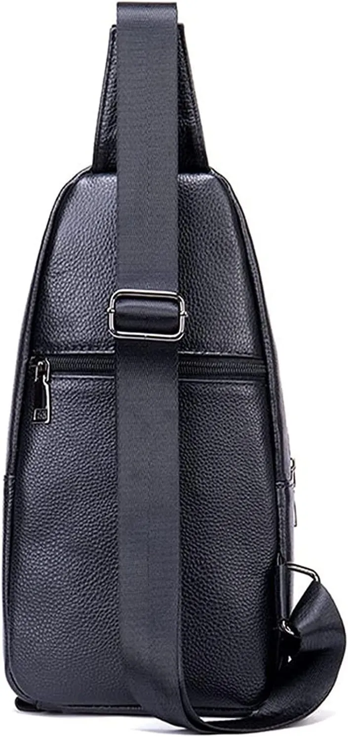 Leather Crossbody Anti Theft Travel Chest Backpack for Hiking Camping Cycling