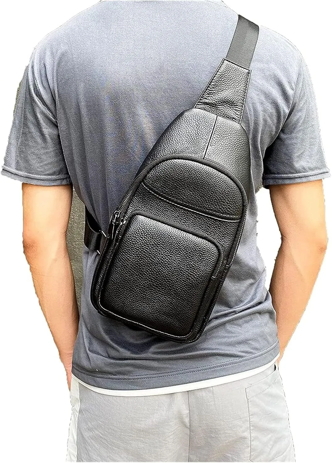 Leather Crossbody Anti Theft Travel Chest Backpack for Hiking Camping Cycling