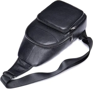Leather Crossbody Anti Theft Travel Chest Backpack for Hiking Camping Cycling