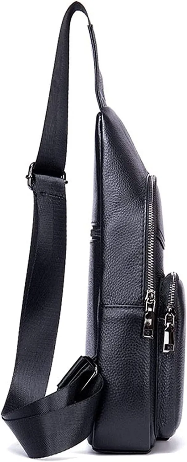 Leather Crossbody Anti Theft Travel Chest Backpack for Hiking Camping Cycling