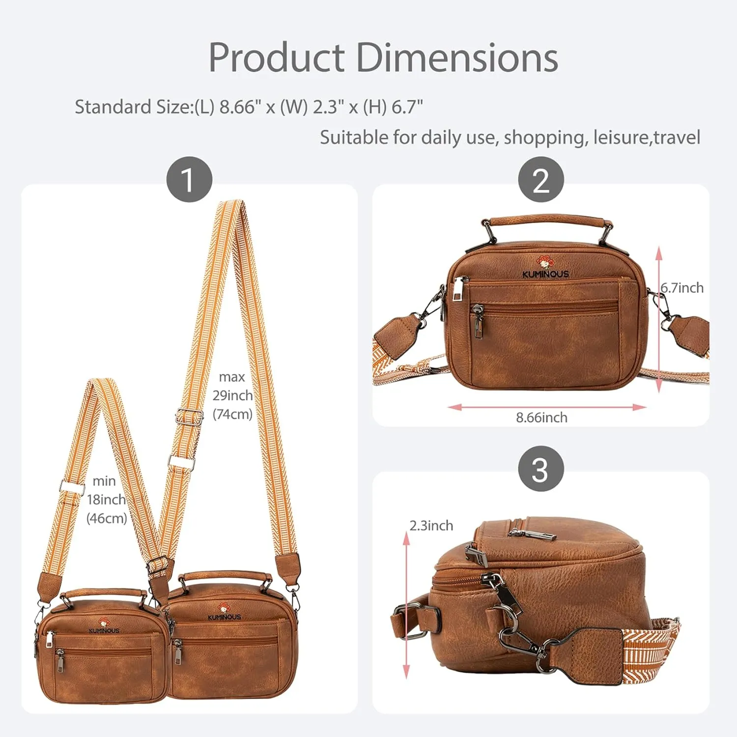 Leather Crossbody Bag for Women,Small Cross Body Trendy Vegan Purses for Women with Adjustable Shoulder Strap