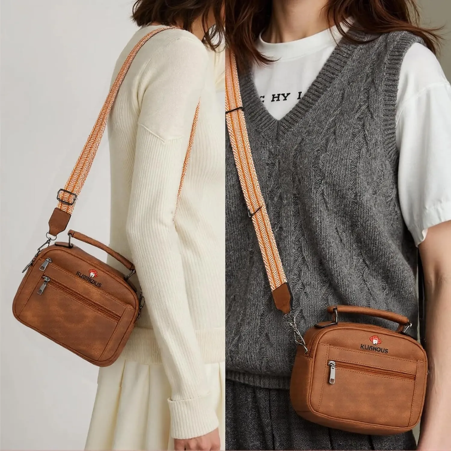 Leather Crossbody Bag for Women,Small Cross Body Trendy Vegan Purses for Women with Adjustable Shoulder Strap