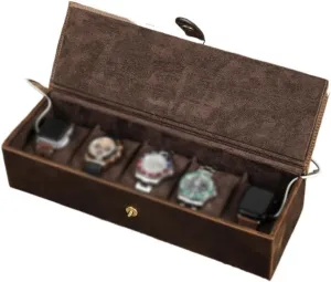 Leather Five Position Watch Storage Box Travel Portable Multi Compartment Mechanical Watch Watch Case