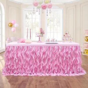 leegleri 9ft Baby Pink Tutu Table Skirt Tulle Table Skirt for Rectangle&Round Tables,Tutu Ruffle Tablecloth for Princess Girls 1st Baby Girl Birthday Party,Baby Shower Decoration,Gender Reveal