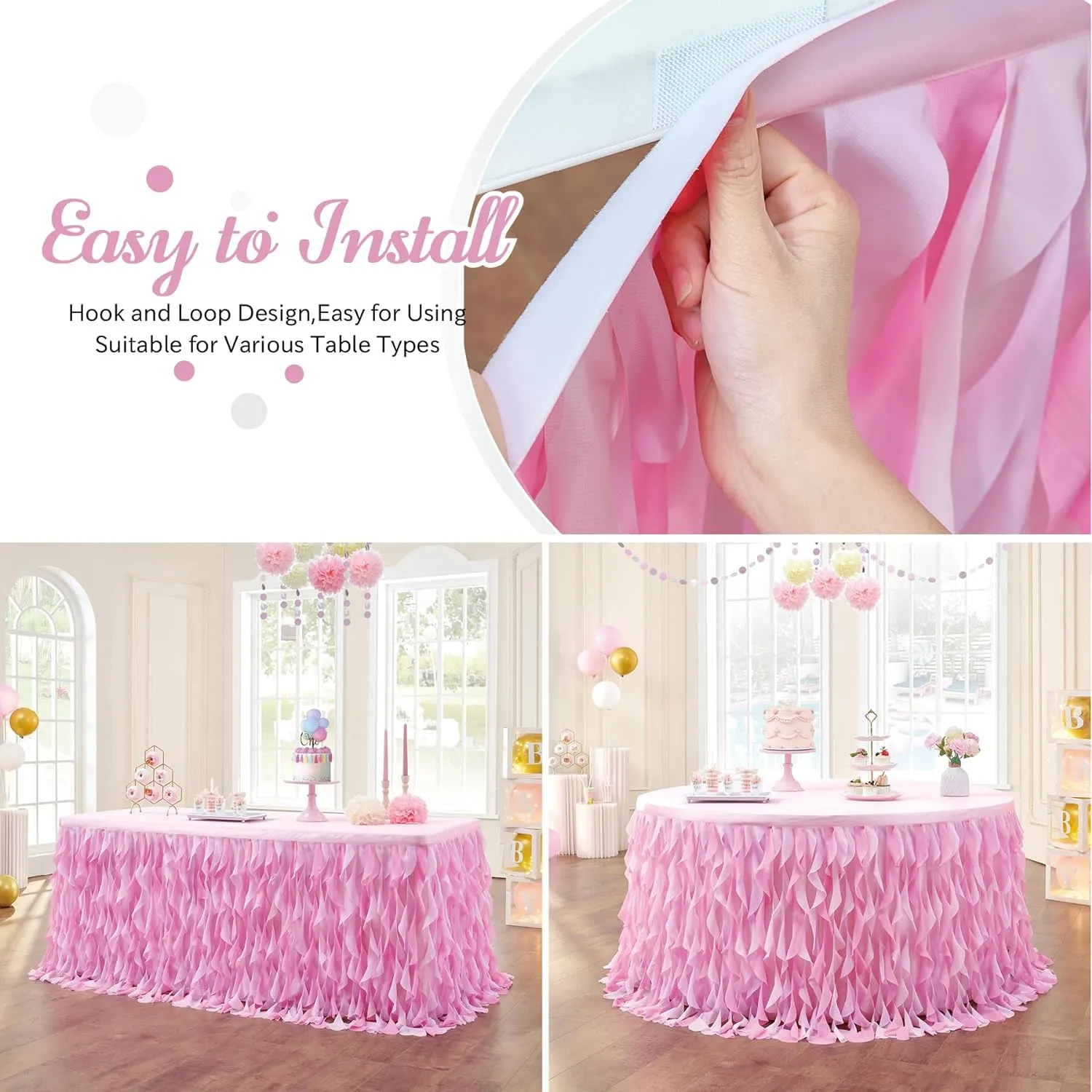 leegleri 9ft Baby Pink Tutu Table Skirt Tulle Table Skirt for Rectangle&Round Tables,Tutu Ruffle Tablecloth for Princess Girls 1st Baby Girl Birthday Party,Baby Shower Decoration,Gender Reveal