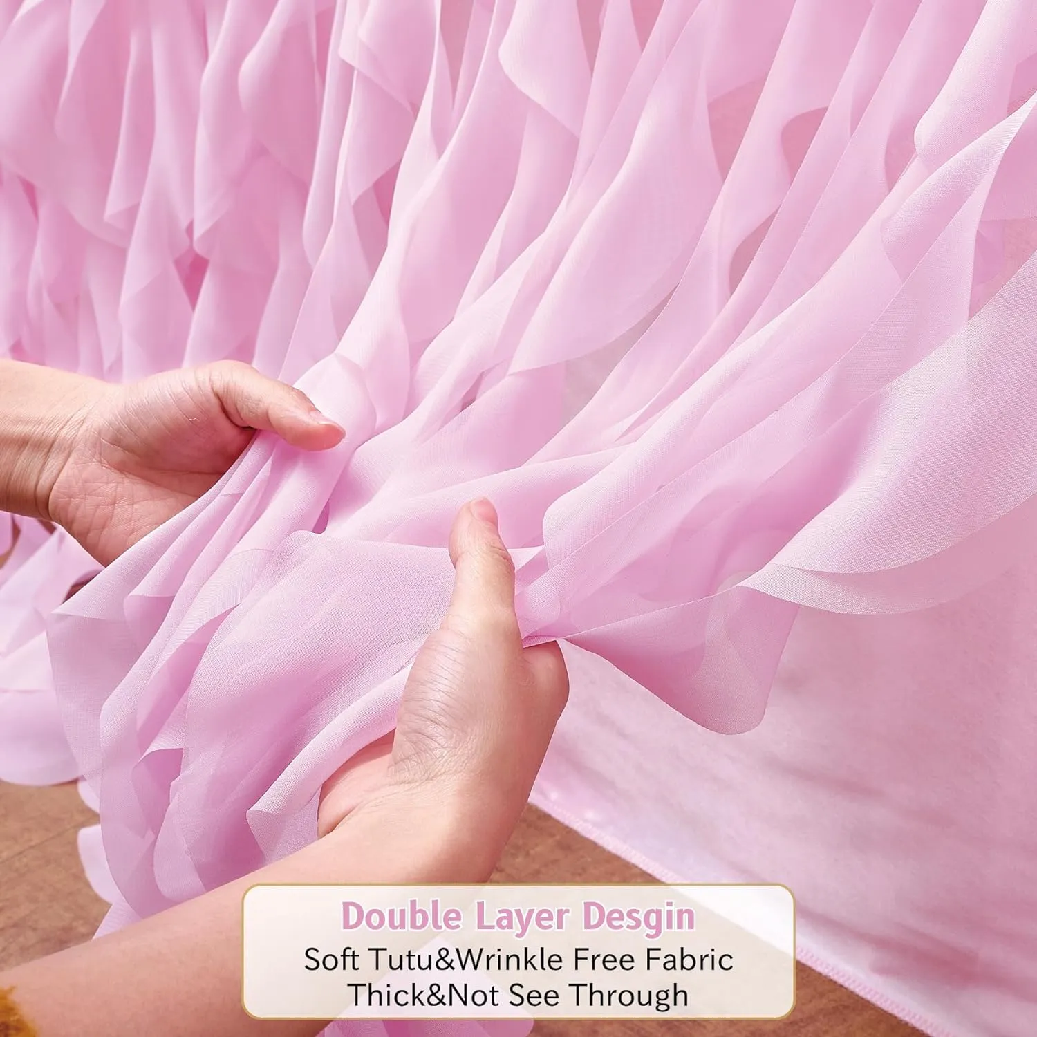 Leegleri 9ft Pink Tutu Table Skirt Tulle Curly Willow Table Skirt for Rectangle&Round Tables,Tutu Ruffle Tablecloth for Princess Girls 1st Baby Girl Birthday Party,Baby Shower Decoration,Gender Reveal